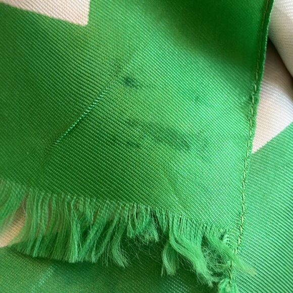 Vintage mid century Raffaello green, white & navy blue acetate long scarf - Picture 8 of 9